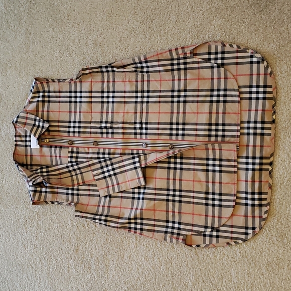 BURBERRY CHECK PLAID SLEEVELESS COTTON POPLIN SHIRT - Picture 6 of 11